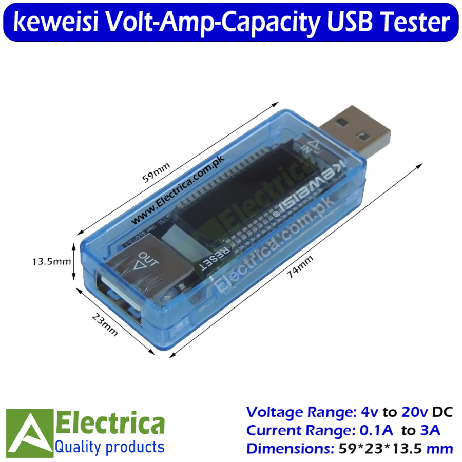 Keweisi Usb Current Voltage Capacity Tester Meter Kws V Mobile Power Detector Charger Capacity