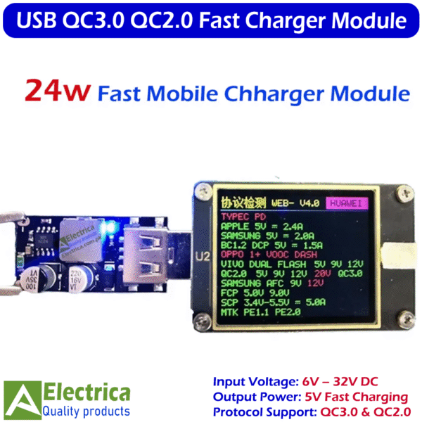 4 USB QC3.0 QC2.0 Fast Charging Buck Converter 6V–32V to 5V High-Speed ...