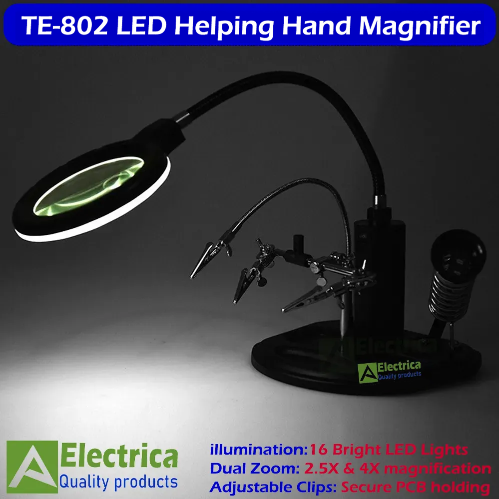 TE-802 LED helping hand magnifier soldering