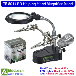 TE-801 LED Helping Hand Magnifier Stand with Adjustable PCB Clips